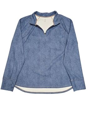Ideology Navy and White Zip-Neck Pullover